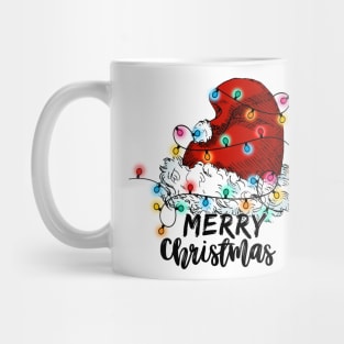 merry christmas santa hat xmas lights Mug